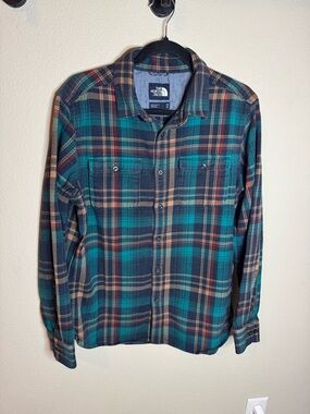 The North Face Plaid Flannel Shirt Mens Medium Organic Cotton